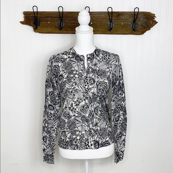 J. Crew Factory Sweaters J Crew The Caryn Cradigan Black Ivory Rose